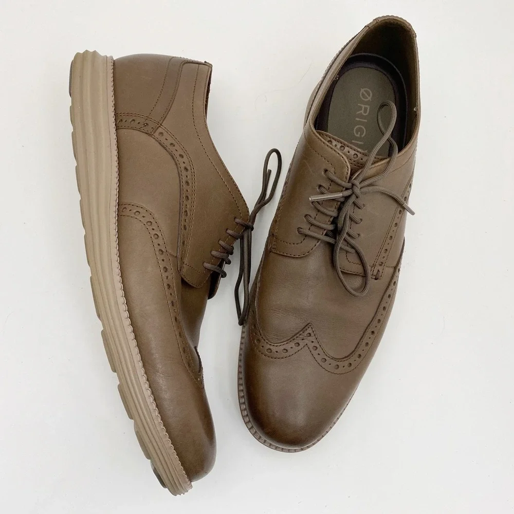 Cole Haan Grand Atlantic Wingtip Brogue Oxford Mens 12M Brown C37963